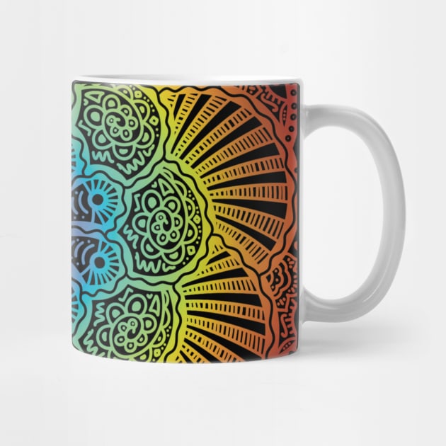 Radiant Floral Mandala Rainbow by Art by Biyan